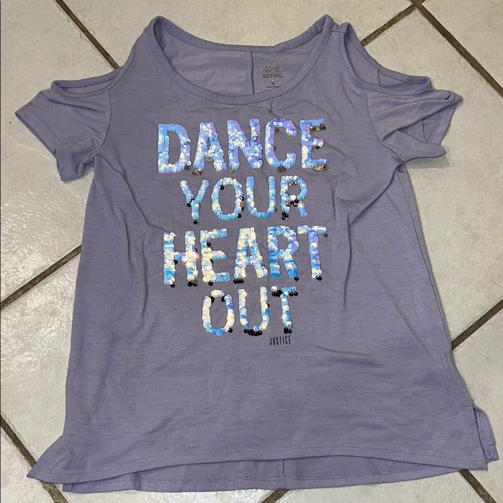 Justice Purple Cold Shoulder Tee